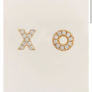 MK Pavé XO 14K Gold Plated SS Stud Earrings​